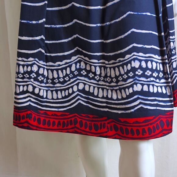 Talbot's Cotton Navy Border Print Skirt Size 8 - Picture 2 of 6